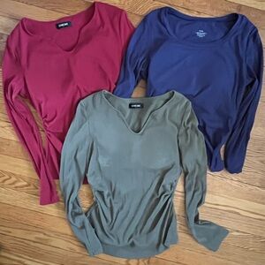 ChicMe Women's Long Sleeve Tops - Built in Bra - Lot of 3
